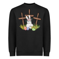 Black floral watercolor easter bunny cross Heavyweight Sweatshirt - MaliasSmallBusiness