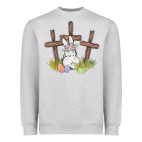 Heather Grey floral watercolor easter bunny cross Heavyweight Sweatshirt - MaliasSmallBusiness