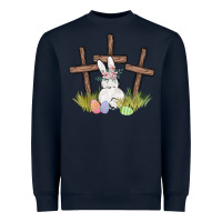 Navy floral watercolor easter bunny cross Heavyweight Sweatshirt - MaliasSmallBusiness