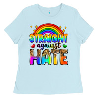 Baby Blue straight against hate Ladies Tee - Zillion Design Studio
