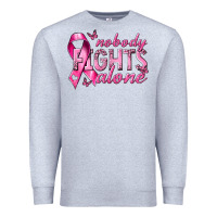 Heather Grey nobody fights alone cancer Premium Sweatshirt - NancyCooperArtShop