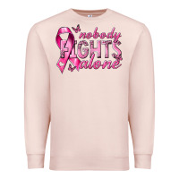 Pale Pink nobody fights alone cancer Premium Sweatshirt - NancyCooperArtShop