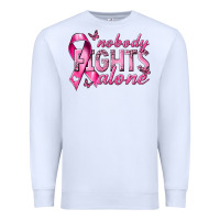 White nobody fights alone cancer Premium Sweatshirt - NancyCooperArtShop