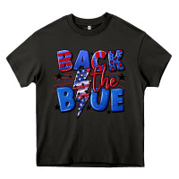 Asphalt Back the blue with lightning bolt 4th of july Heavy Core Tee - CowGirlArtShop
