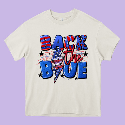 Back The Blue With Lightning Bolt 4th Of July Heavy Core Tee Designed By Cowgirlartshop