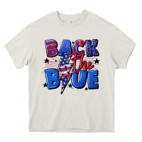 Cream Back the blue with lightning bolt 4th of july Heavy Core Tee - CowGirlArtShop