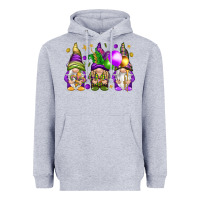 Heather Grey Mardi Gras gnomes Heavyweight Hoodie - NancyCooperArtShop
