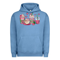 Pigment Pebble Blue valentines day coffee cups Urban Hoodie - OliviaCreatesArt