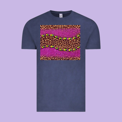 Mardi Gras  Leopard Pink Glitter Bead Vintage Tee Designed By Barkaloodesign