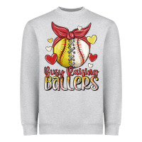 Heather Grey busy raising ballers Heavyweight Sweatshirt - MaliasSmallBusiness