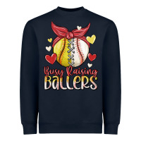 Navy busy raising ballers Heavyweight Sweatshirt - MaliasSmallBusiness