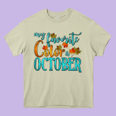 My Favorite Color Is October Heavy Core Tee Designed By Hra Design Shop