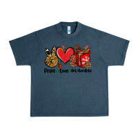 Midnight Navy peace love  hot chocolate Urban Heavy Tee - AdoDesignShop