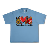 Pebble Blue peace love  hot chocolate Urban Heavy Tee - AdoDesignShop
