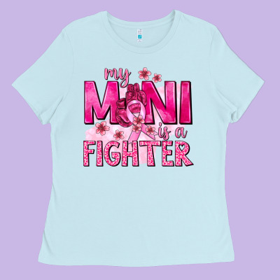 My Mini Is A Fighter With Ribbon Ladies Tee Designed By Texasbilliewilder