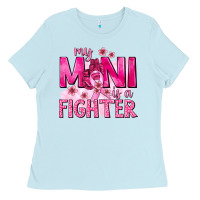 Baby Blue My Mini Is a Fighter with Ribbon Ladies Tee - texasbilliewilder