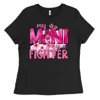 Black My Mini Is a Fighter with Ribbon Ladies Tee - texasbilliewilder