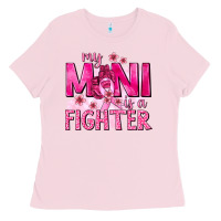 Bubblegum Pink My Mini Is a Fighter with Ribbon Ladies Tee - texasbilliewilder
