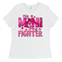 White My Mini Is a Fighter with Ribbon Ladies Tee - texasbilliewilder