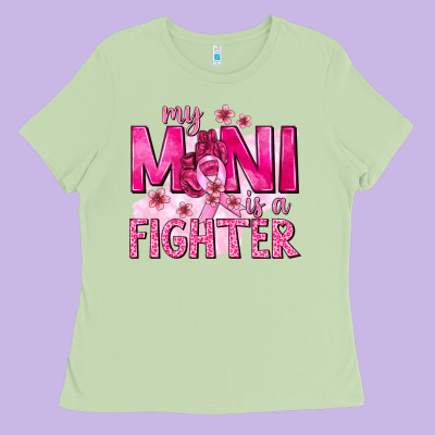 My Mini Is A Fighter With Ribbon Ladies Tee Designed By Texasbilliewilder
