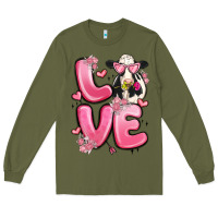 Army Green love cow valentine's day Long Sleeve Tee - MaliasSmallBusiness