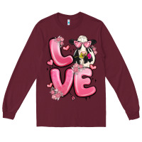 Burgundy love cow valentine's day Long Sleeve Tee - MaliasSmallBusiness