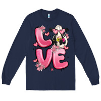 Navy love cow valentine's day Long Sleeve Tee - MaliasSmallBusiness