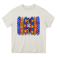 Cream American police brushstrokes Heavy Core Tee - Neo Western