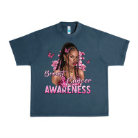 Midnight Navy breast cancer awareness afro woman Urban Heavy Tee - NancyCooperArtShop