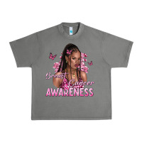 Breast Cancer Awareness Afro Woman Urban Heavy Tee | Teevron
