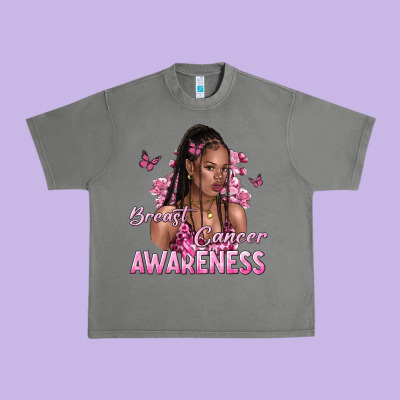 Breast Cancer Awareness Afro Woman Urban Heavy Tee Designed By Nancycooperartshop