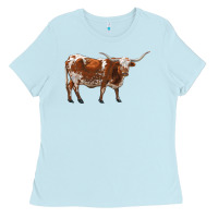 Baby Blue longhorn Ladies Tee - RanaPortraitStore