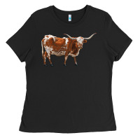 Black longhorn Ladies Tee - RanaPortraitStore