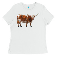 White longhorn Ladies Tee - RanaPortraitStore