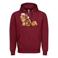 Burgundy christmas persian cat Zipper Hoodie - LillyAllenDesigns