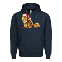 Navy christmas persian cat Zipper Hoodie - LillyAllenDesigns