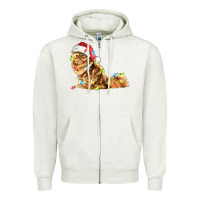 Oatmeal Heather christmas persian cat Zipper Hoodie - LillyAllenDesigns