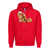 Red christmas persian cat Zipper Hoodie - LillyAllenDesigns