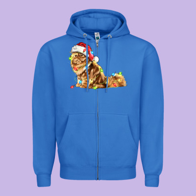 Christmas Persian Cat Zipper Hoodie Designed By Lillyallendesigns
