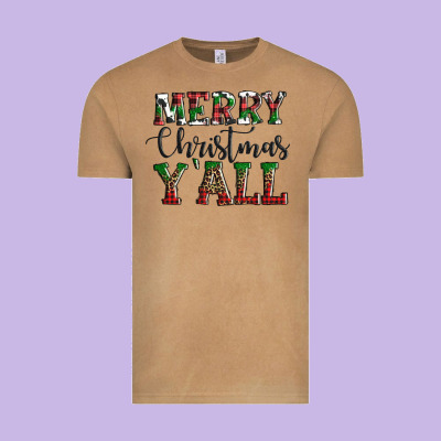 Merry Christmas Y'all Vintage Tee Designed By Adodesignshop