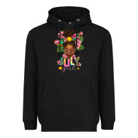 Black July Girl Afro Woman Summer Heavyweight Hoodie - texasbilliewilder