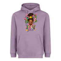 Lavender July Girl Afro Woman Summer Heavyweight Hoodie - texasbilliewilder