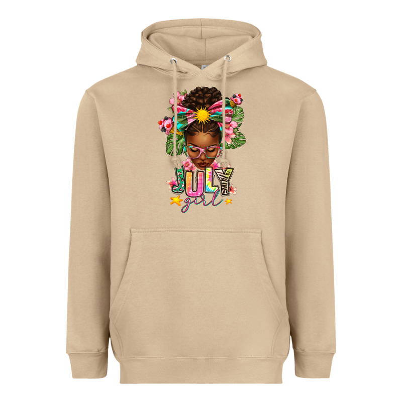 July Girl Afro Woman Summer Heavyweight Hoodie by texasbilliewilder | Teevron