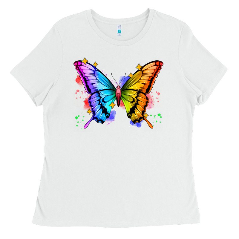 Rainbow Butterfly Ladies Tee by Zillion Design Studio | Teevron