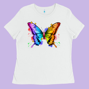 Rainbow Butterfly Ladies Tee Designed By Zillion Design Studio