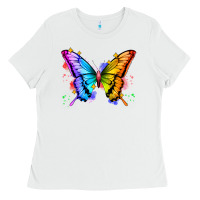 White rainbow butterfly Ladies Tee - Zillion Design Studio