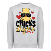 Heather Grey chicks dig me Heavyweight Sweatshirt - MaliasSmallBusiness