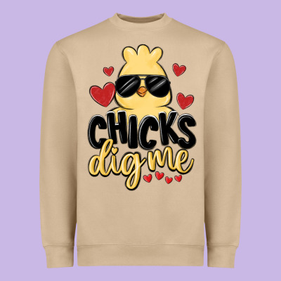 Chicks Dig Me Heavyweight Sweatshirt Designed By Maliassmallbusiness