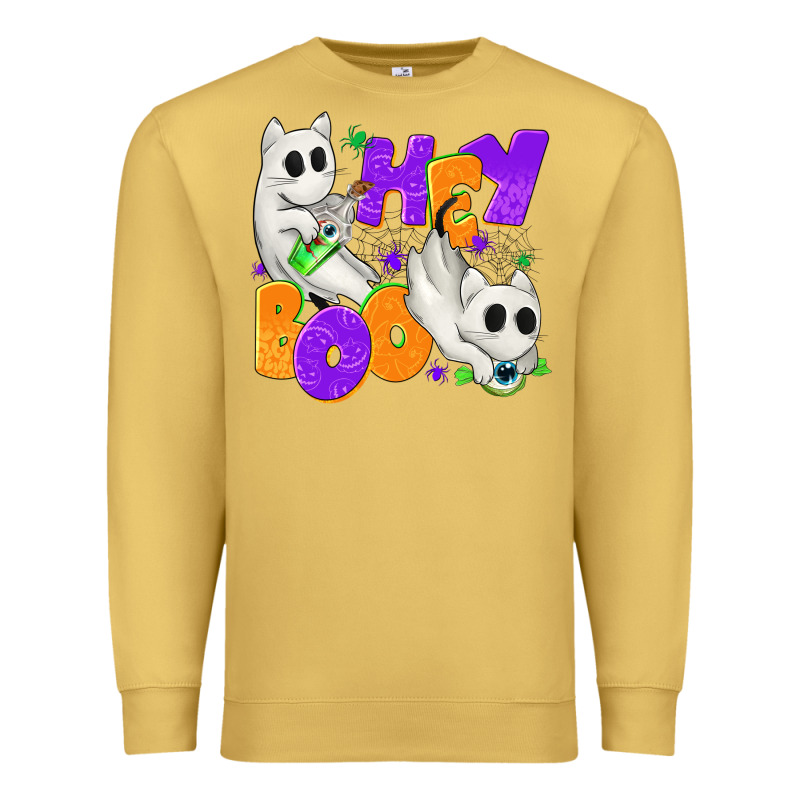 Hey Boo With Ghost Cats Premium Sweatshirt by texasbilliewilder | Teevron