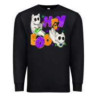 Black Hey Boo with Ghost Cats Premium Sweatshirt - texasbilliewilder